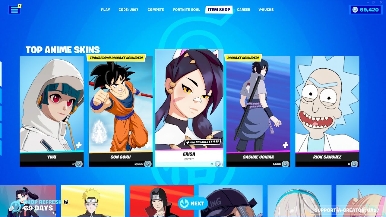 Top USED Anime Skins in Fortnite!