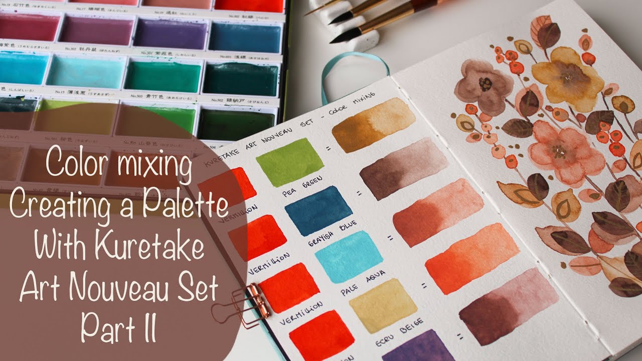 Color Mixing With Kuretake Art Nouveau Set Part II + Botanical Painting