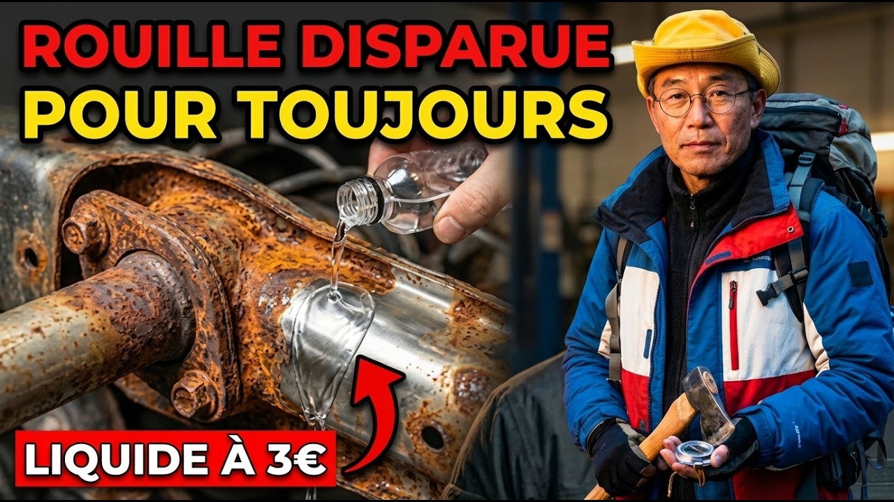 Liquide à €3 détruit toute rouille. Définitif. Sans garage. Les constructeurs l'ont caché