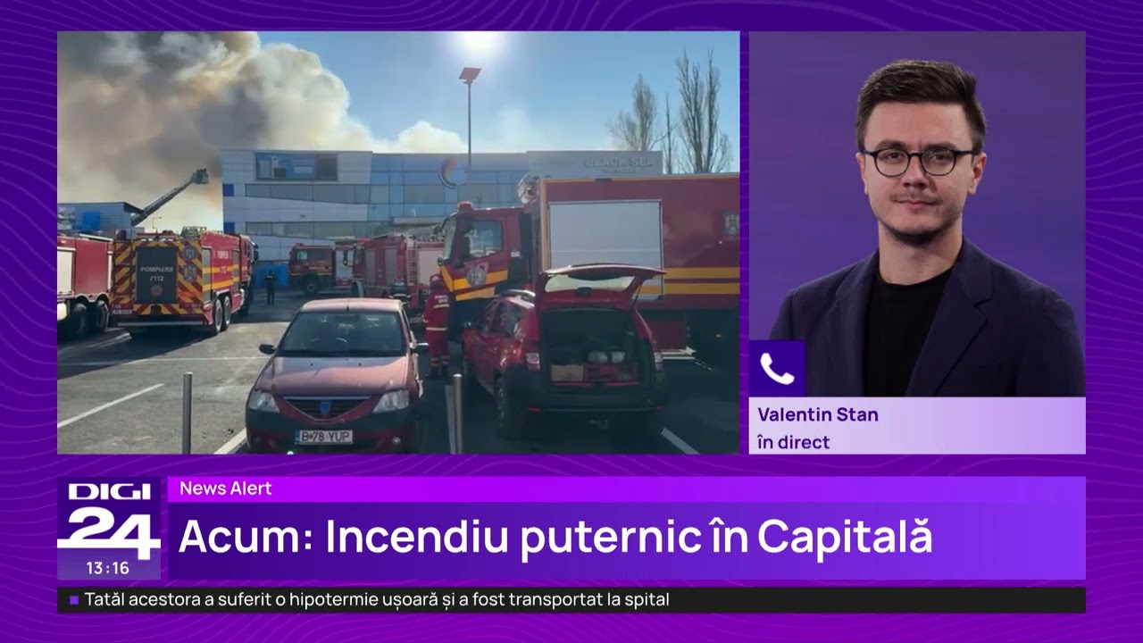 Incendiu puternic &icirc;n Capitală. Arde un depozit cu materiale sanitare din sectorul 6