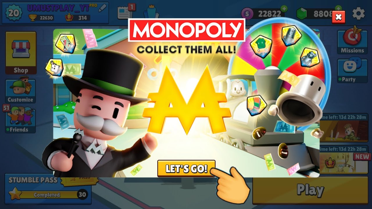 NEW SPIN 🎩🎲 MONOPOLY WHEEL - Stumble Guys