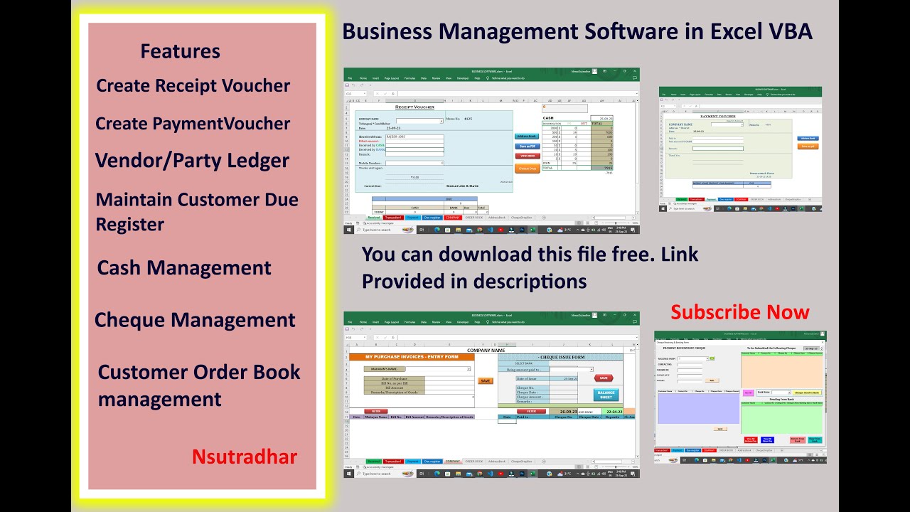 Business Management Application in Excel VBA || Create Receipt & Payment Voucher || Maintain Due