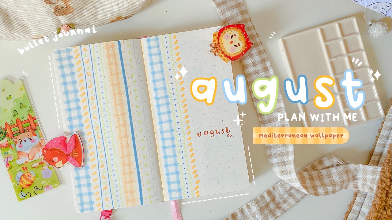 August Bullet Journal Setup 🍋 Mediterranean Wallpaper Theme | Plan With Me
