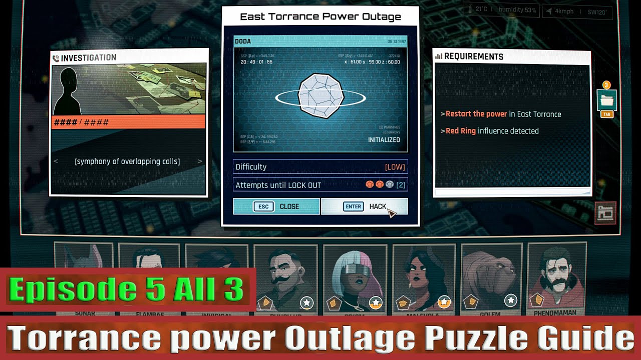 Dispatch Episode 5 All 3 Torrance Power Outlage Puzzle Guide