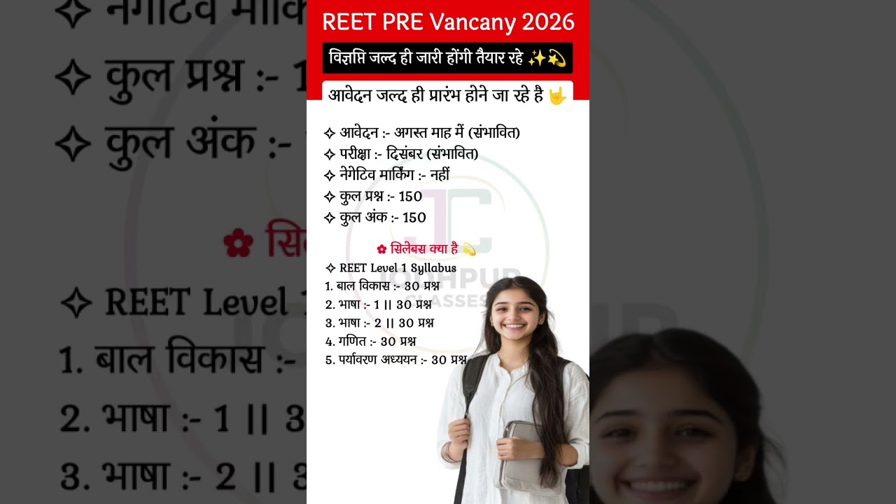 REET Pre Notification 2026 Out Soon? || Rajasthan Teacher Vacancy Latest News #shorts #reetlevel1