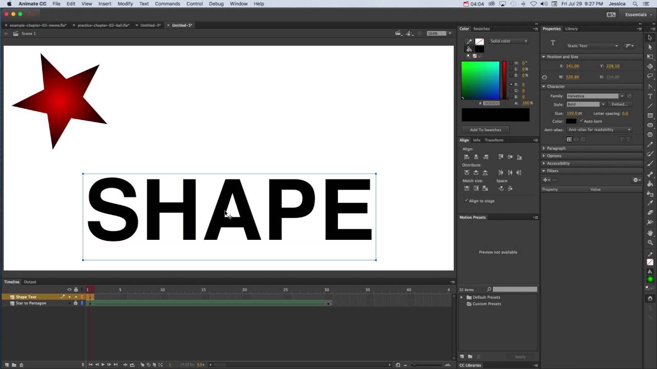 Animate CC - Creating a Shape Tween