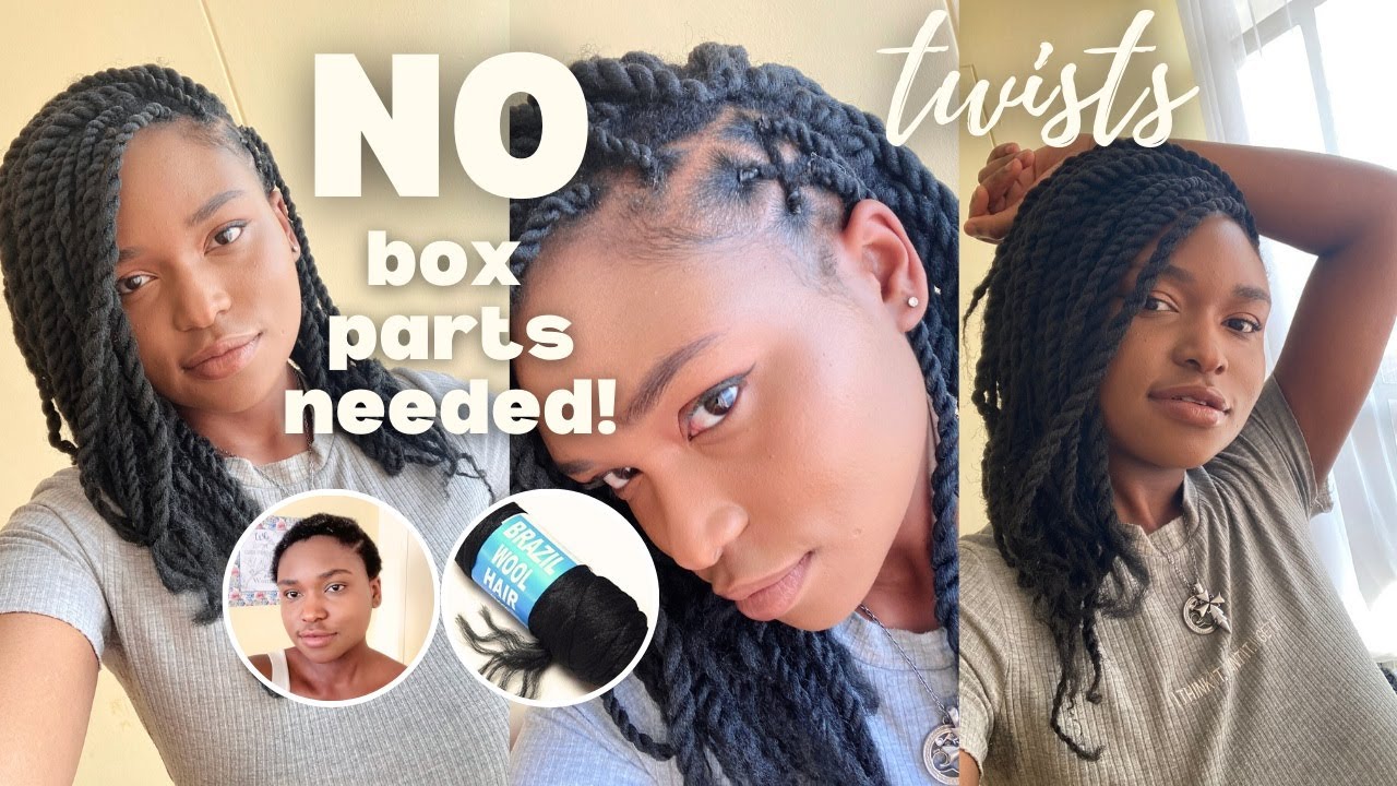 Brazilian Wool Twists on Short TWA Natural Hair | NO Box Parts Needed! |  Done in Less than 4 Hours