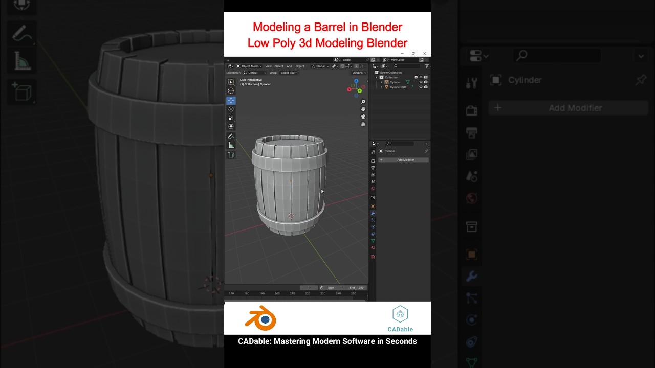 Modeling a barrel in blender | Low poly 3d modeling blender #barrelmodelingblender #lowpolymodels