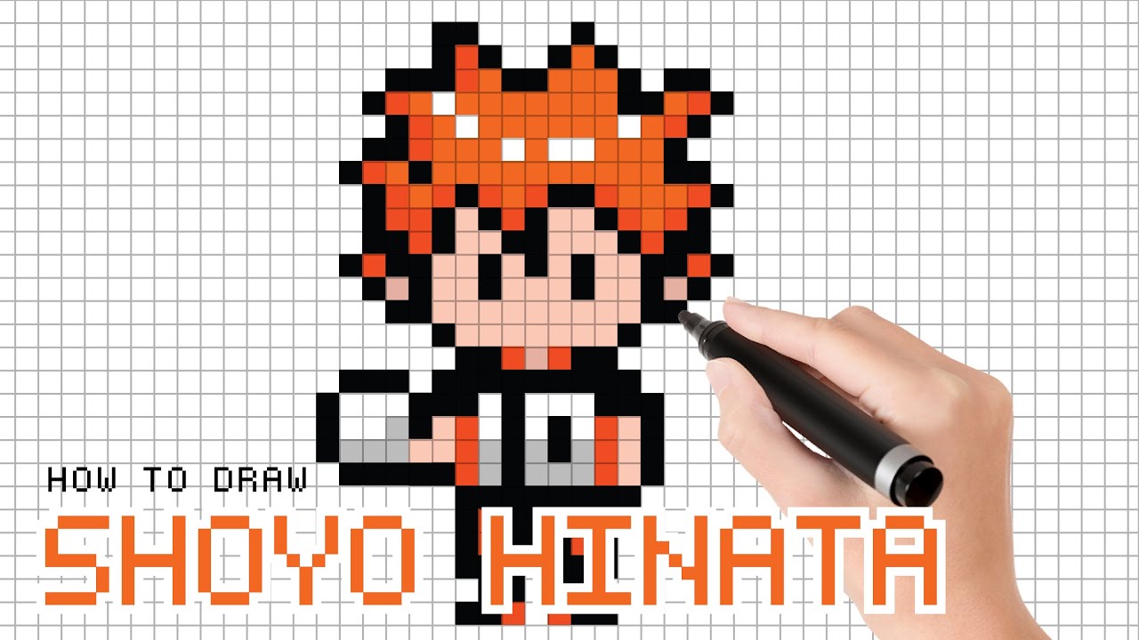 Cara menggambar anime Haikyuu! Shoyo Hinata  | Pixel Art