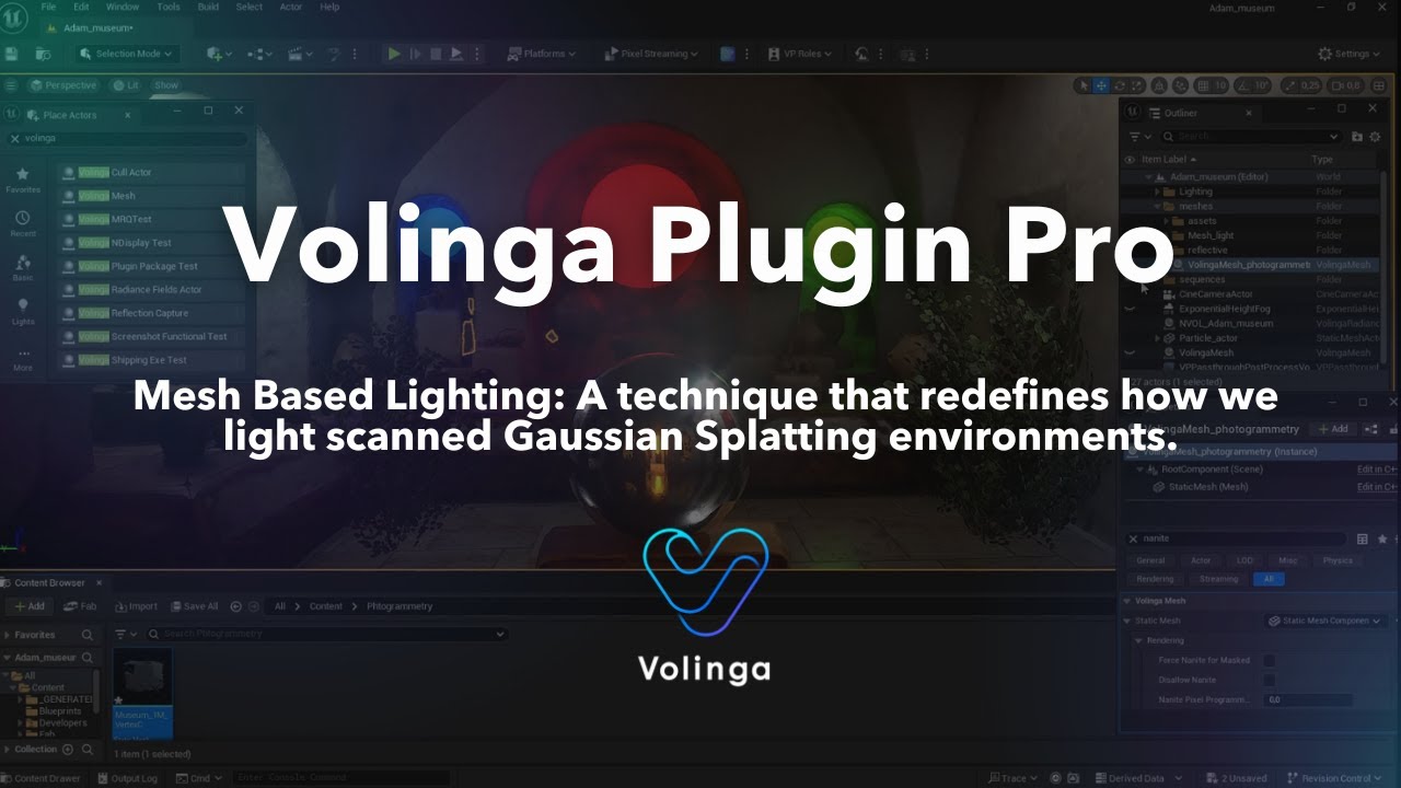 Light scanned Gaussian Splatting environments in Unreal Engine with Volinga