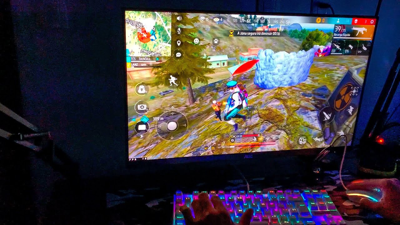 1 dia no Emulador! PC free fire gameplay handcam 10 dedos display 144hz