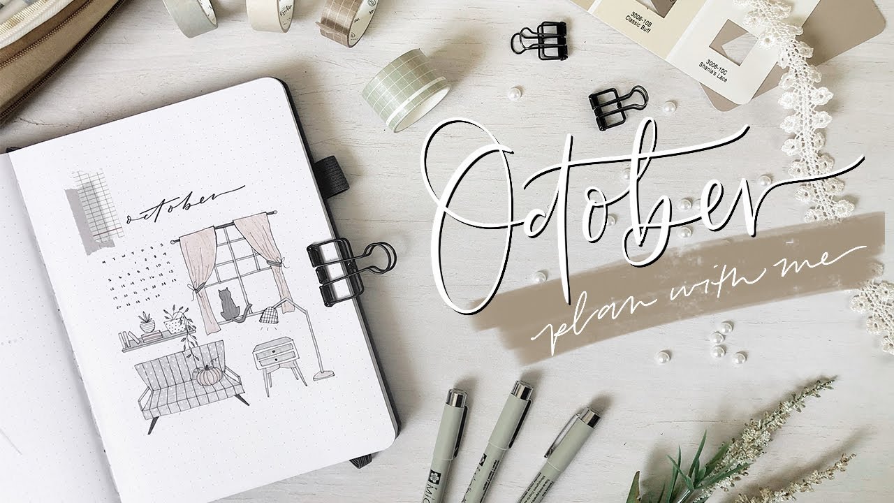 october's minimal bullet journal plan with me | 2020 | home furniture