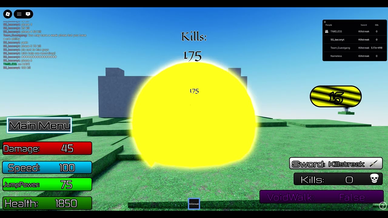 showcase killstreak (game:Danger Killstreak Sword Fighting)