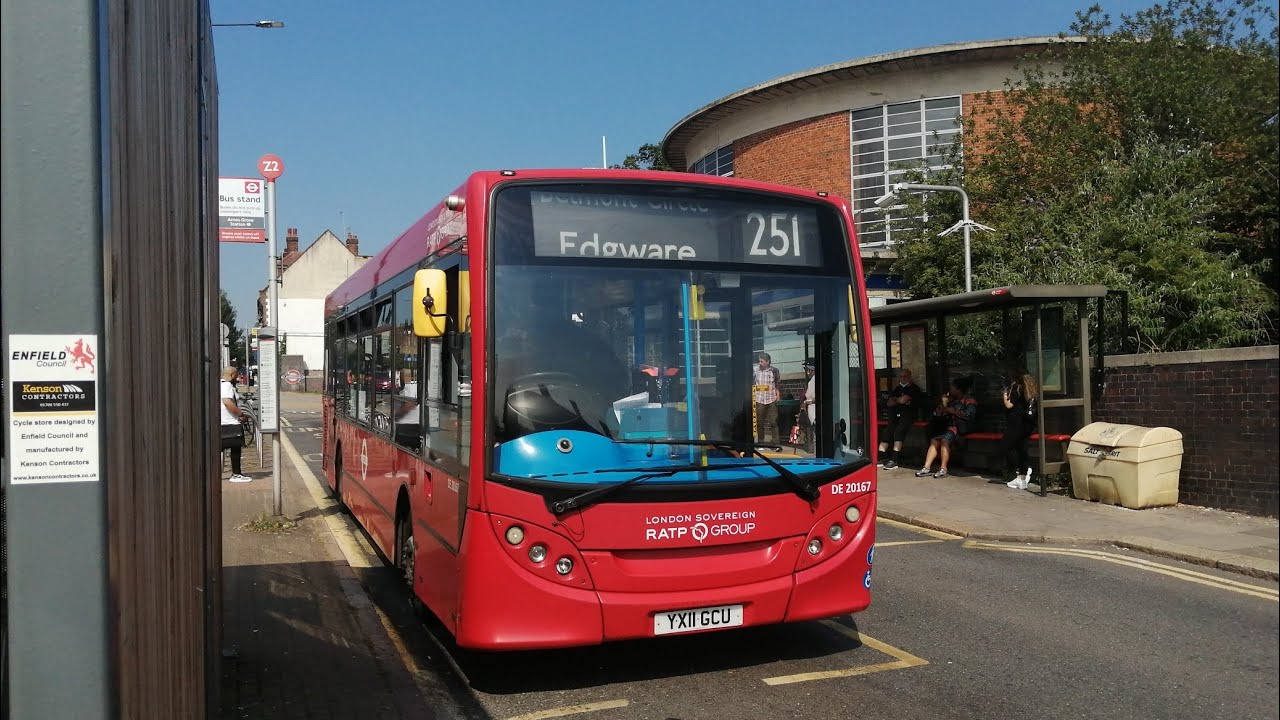 Full journey on RATP Group route 251 Arnos Grove-Edgware (DE20167, YX11GCU) Enviro 200 Dart