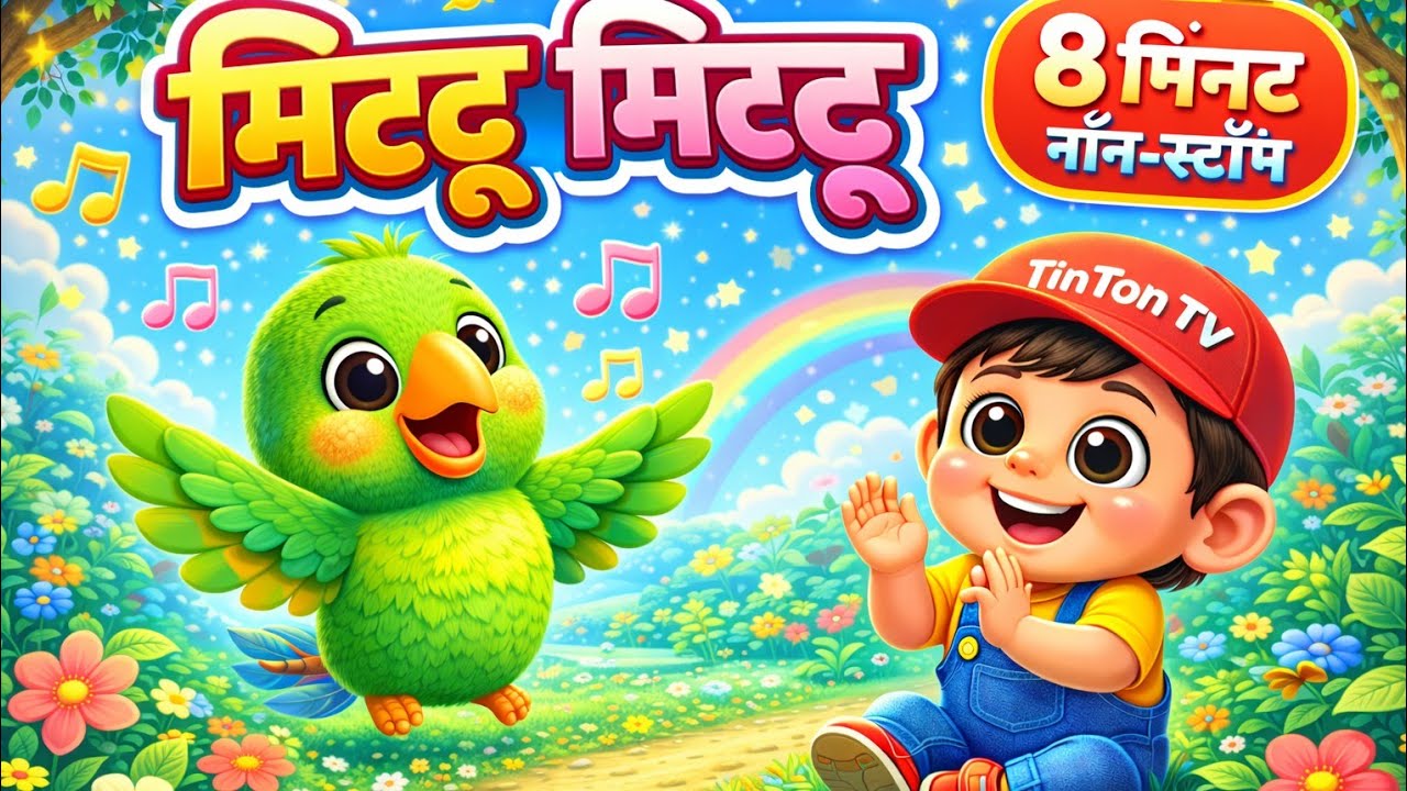 मिट्ठू मिट्ठू 🦜 | 8 मिनट नॉन-स्टॉप हिंदी राइम्स | Kids Songs Compilation | TinTon TV