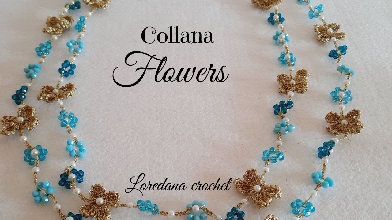 🌸COLLANA FLOWERS🌸🌸SENZA FILO INTORNO AI CRISTALLI🌸GIOIELLO TESSILE🌸FILATO LUMINA 9 TESSILAND