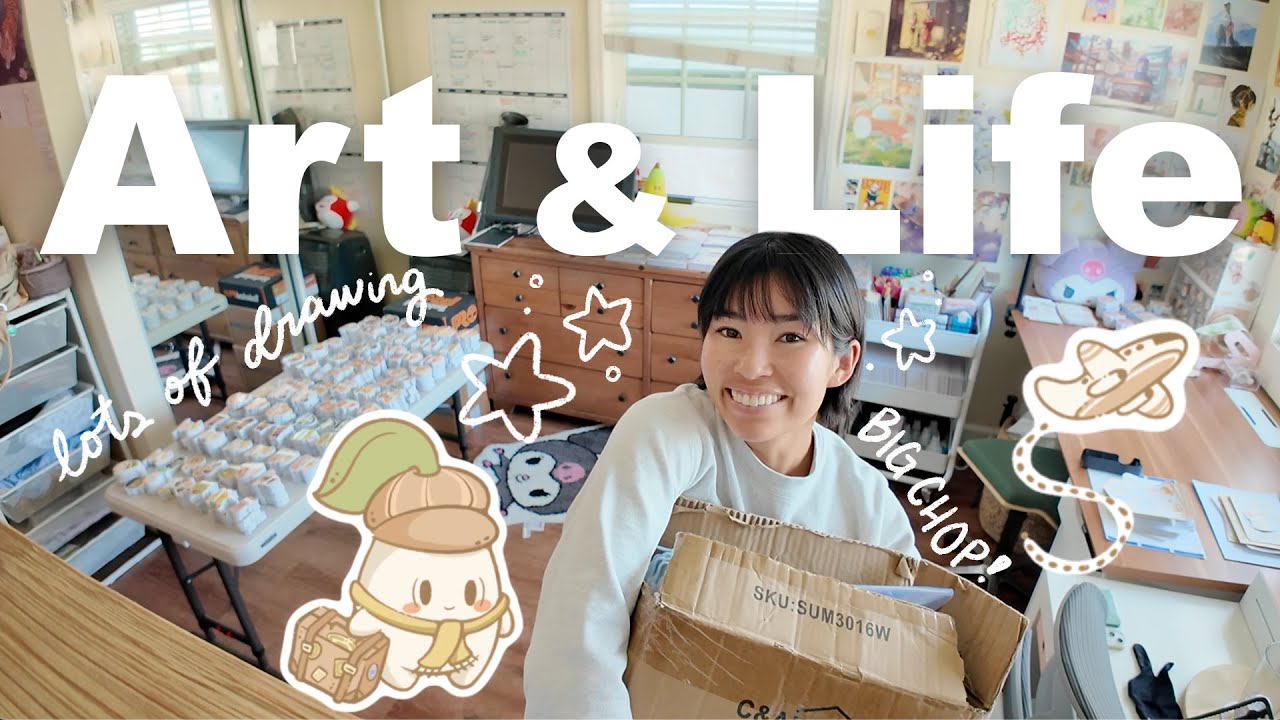 Cozy productive vlog 〰️lots of drawing, packing orders, life as a self employed artist