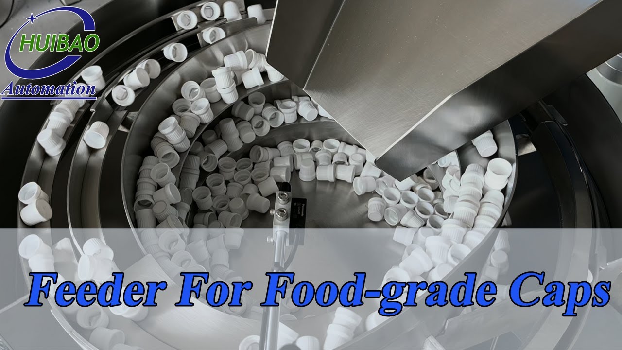 HUIBAO AUTOMATION-Vibration Bowl Feeder Machine with Hopper for Food-grade Caps