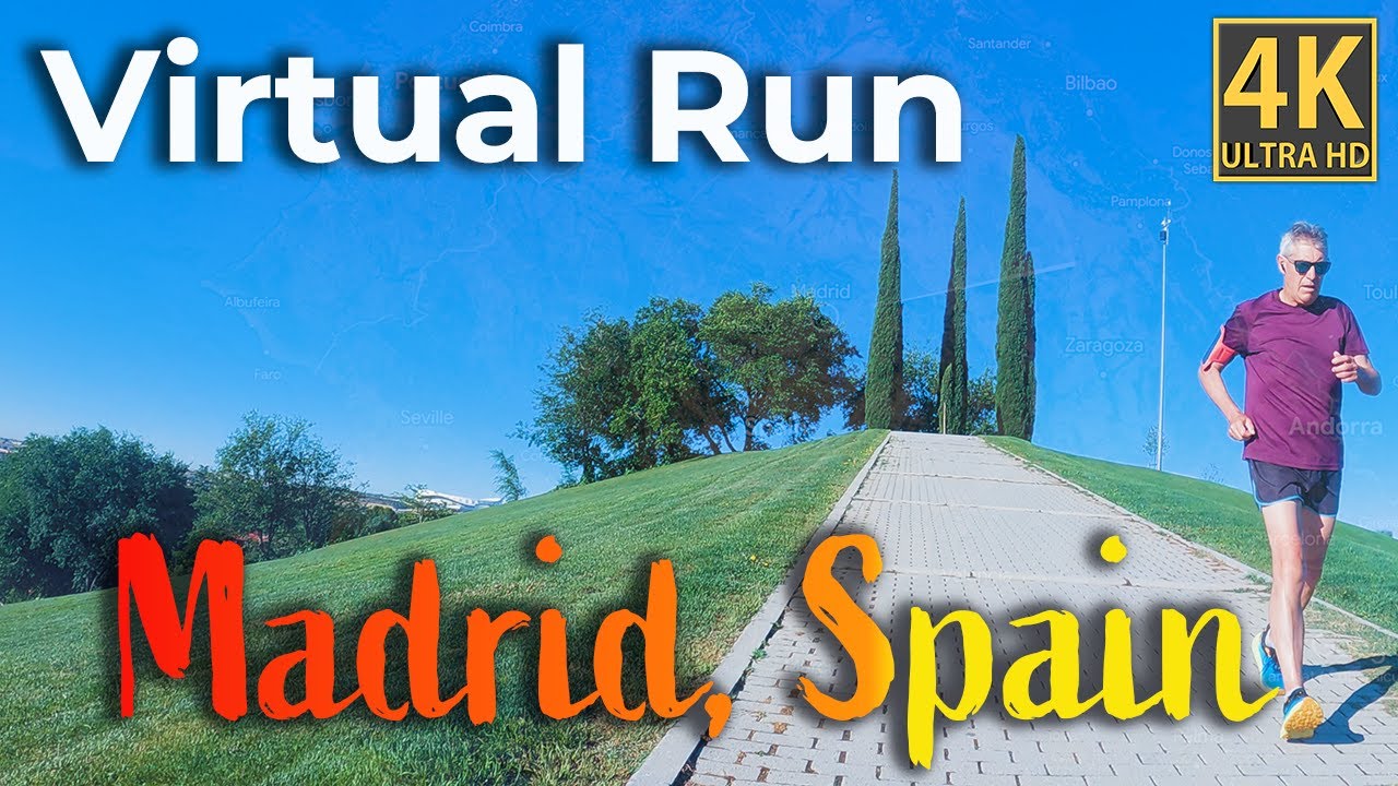 Virtual Running in Madrid Spain PART2, マドリードのでっかい公園走ってみた
