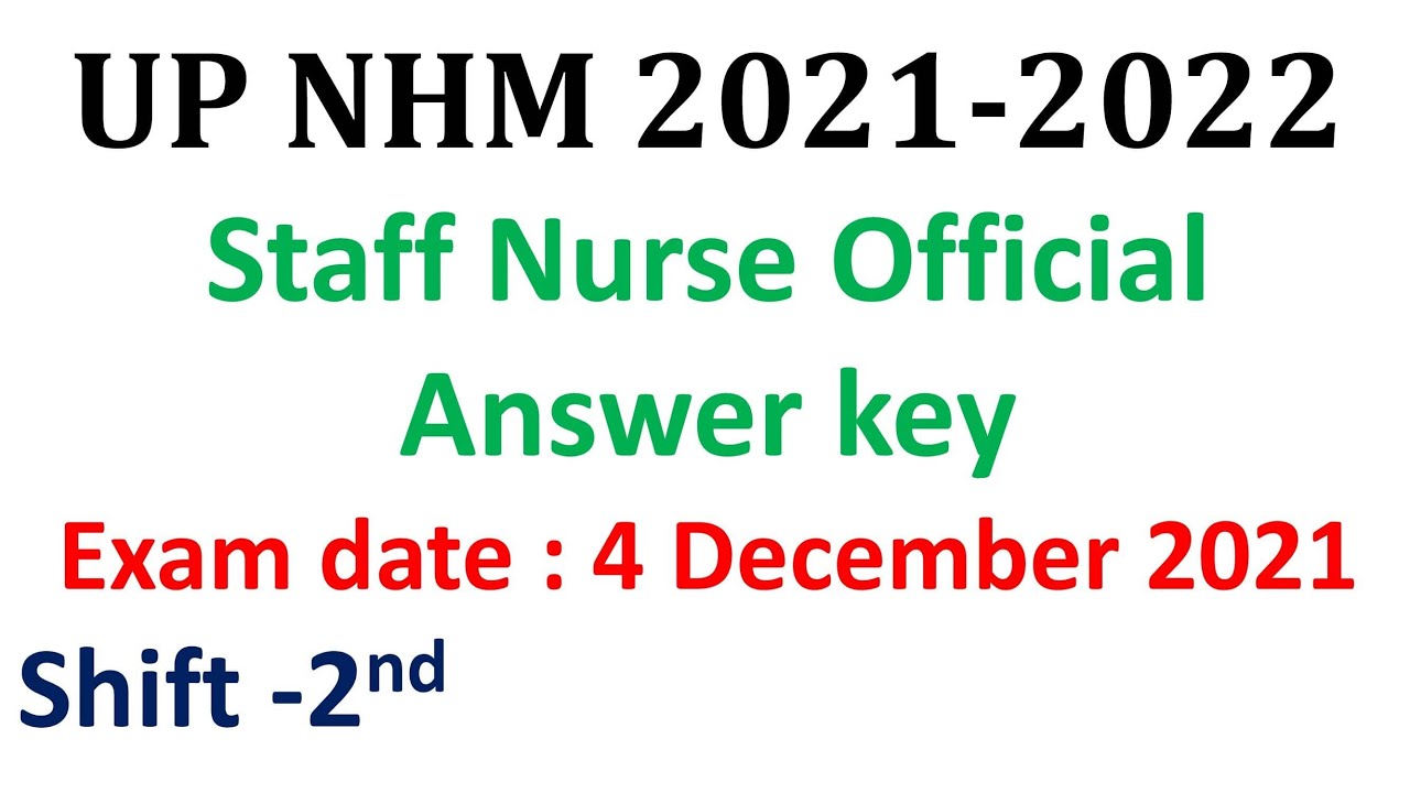 UP NHM officials Answer Key 2021 Staff Nurse exam | 4 December 2021 answer key for Upcoming Exams