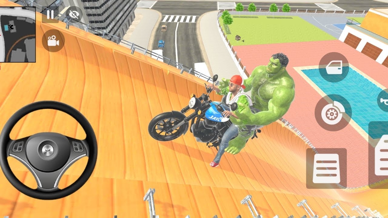 Franklin and hulk try mega ramp challenge #franklin #indiantheftauto #indianbikedriving3d#gaming#gta