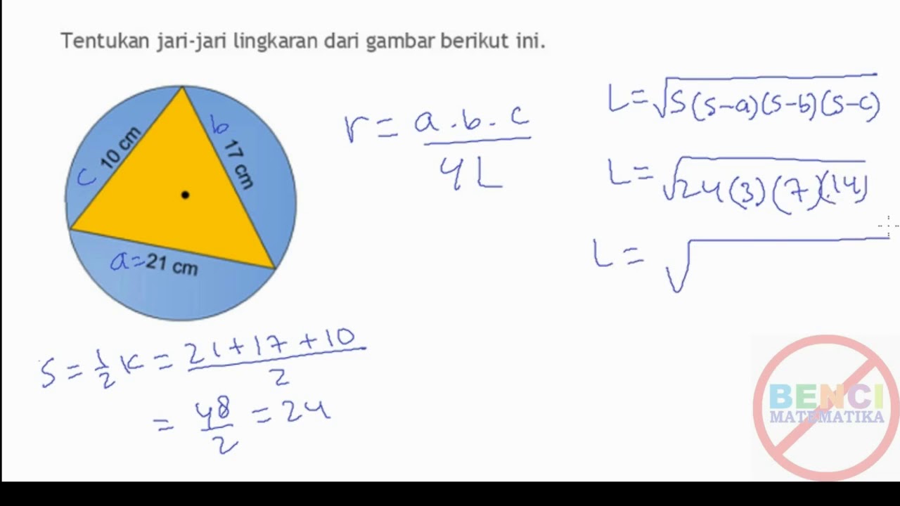 Lingkaran luar segitiga Mencari Jari-jari