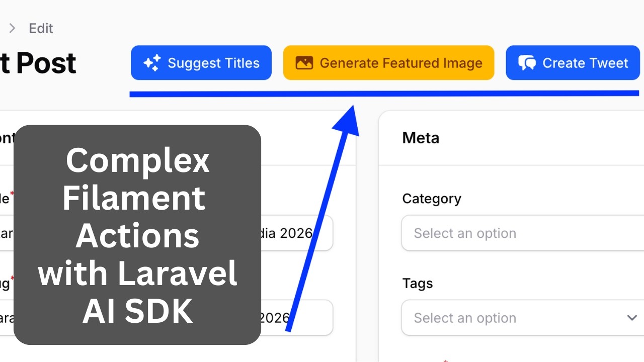 Filament CMS с Laravel AI SDK: пример пользовательских действий
