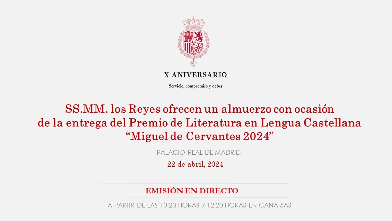 Almuerzo ofrecido por SS.MM. los Reyes con motivo de la entrega del Premio Miguel de Cervantes 2024