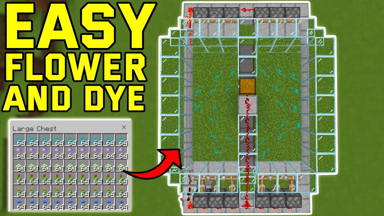 EASY Flower/Dye Farm Minecraft Bedrock 1.21! (Bedrock/Mcpe/Ps4/Xbox)