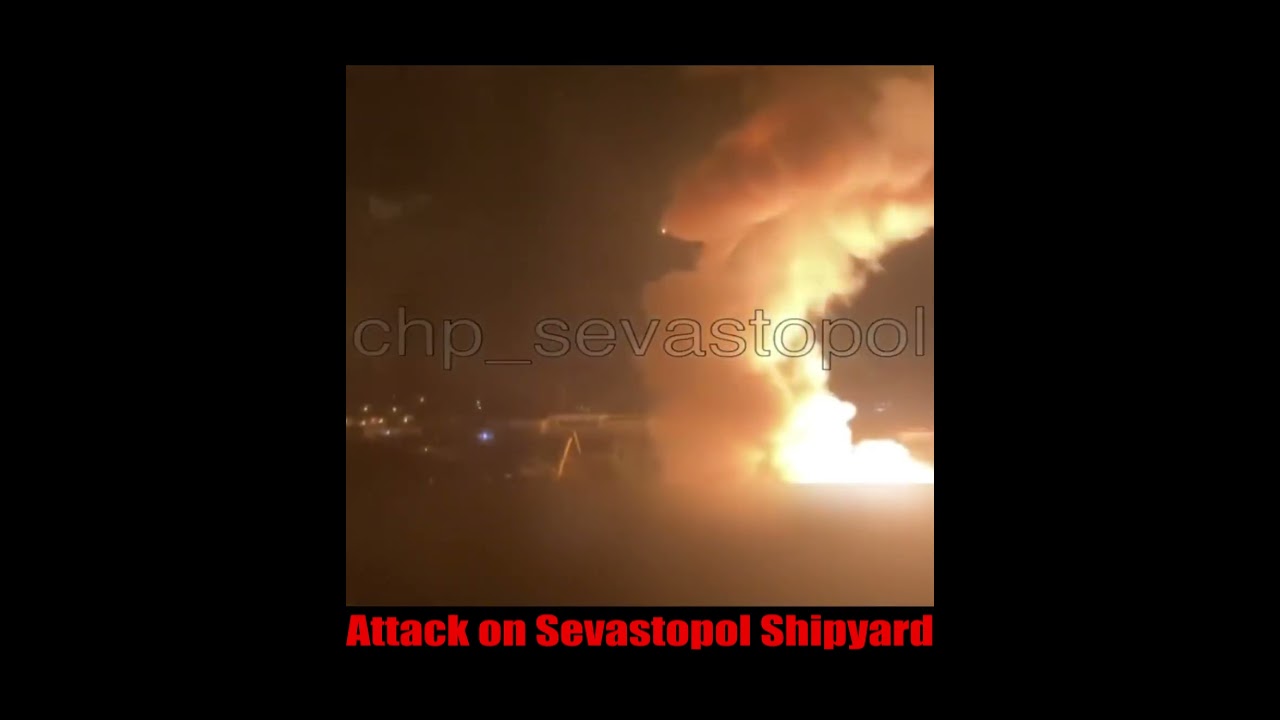 #ukraine launched 10 missiles and 3 speedboat attacks on #sevastopol  Shipyard in #crimea  #russia