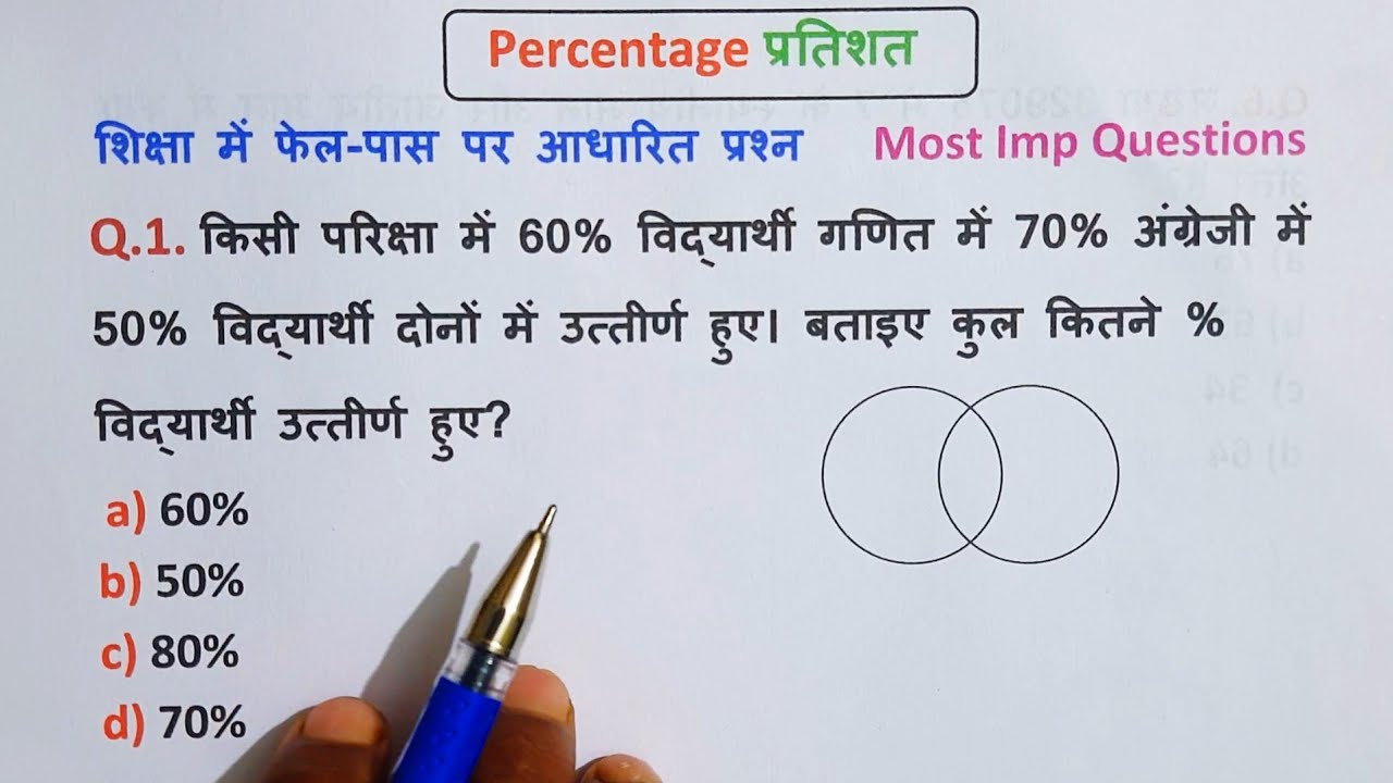 Percentage || प्रतिशत || शिक्षा में फेल पास पर आधारित प्रश्न || Most Important Questions || RRB NTPC