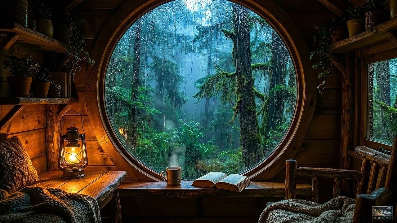Cozy Treehouse Rainstorm: Heavy Rain on Window Sounds for Deep Sleep & Study (9 Hours)