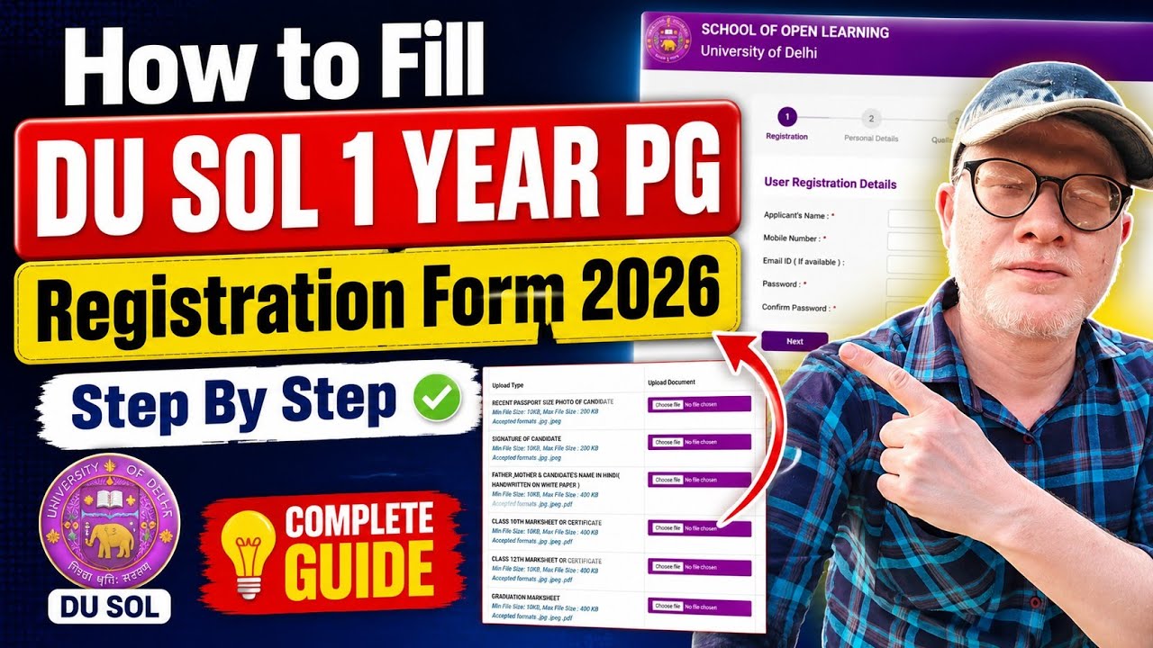 How To Fill DU SOL 1 Year PG Admission Form 2026 Step By Step Process