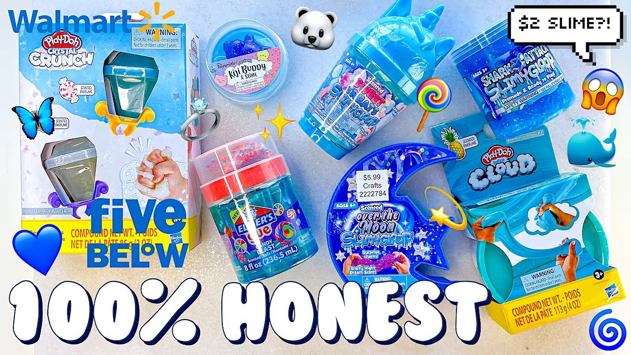 Обзор слаймов Blue Store Bought до 7 долларов 💙🐳 Walmart против Five Below против Hobby Lobby