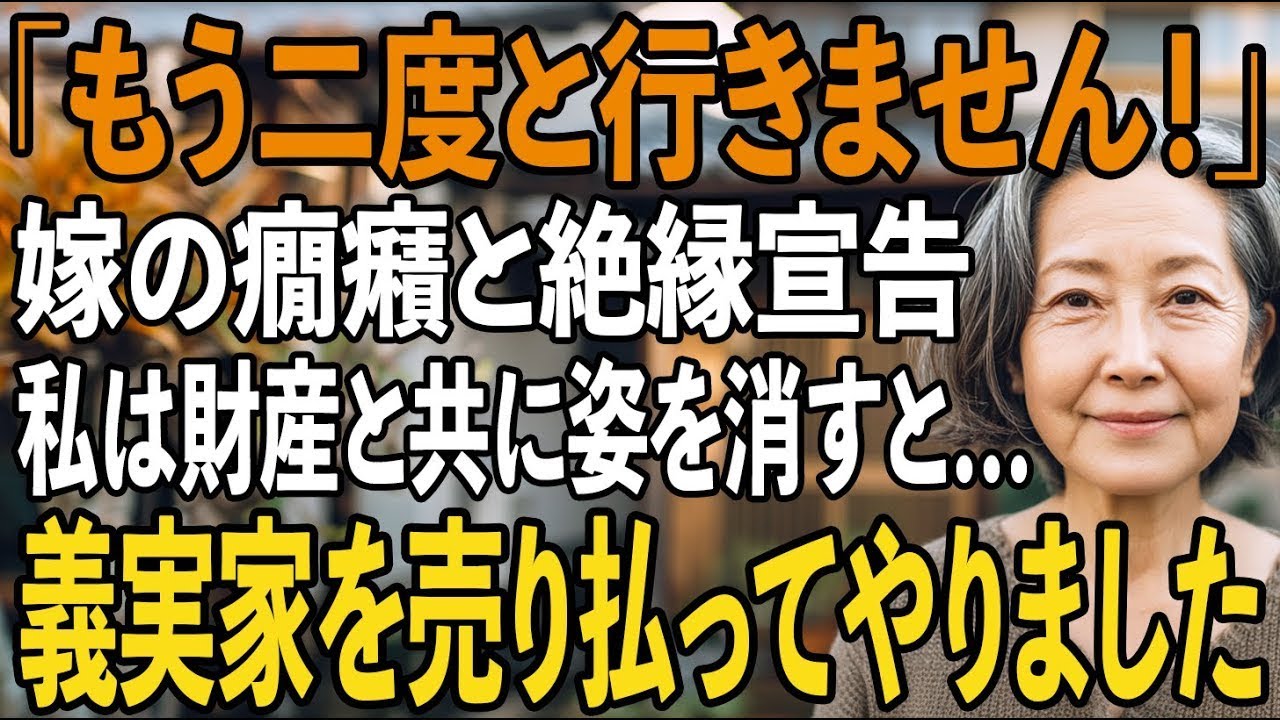 「義実家には二度と行きません！」あなたとは絶縁すると宣言した嫁。お望み通りに私は自分の家を売却、財産と共に義実家ごと存在を消すと→1ヶ月後、嫁は青ざめて…【シニアライフ】【60代以上の