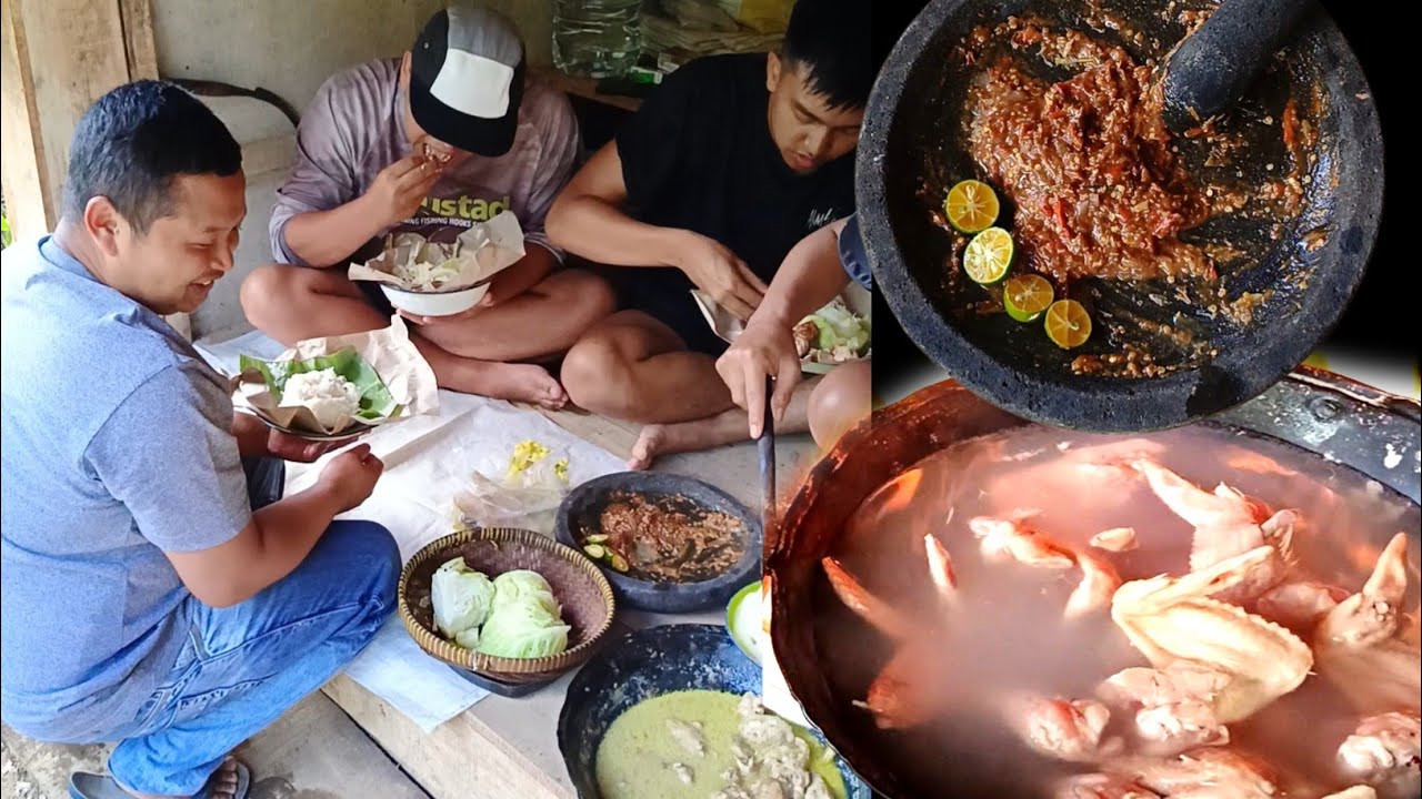 Mereka tidak bisa berhenti makan!! Pria desa mengundang banyak teman makan bersama masak opor ayam