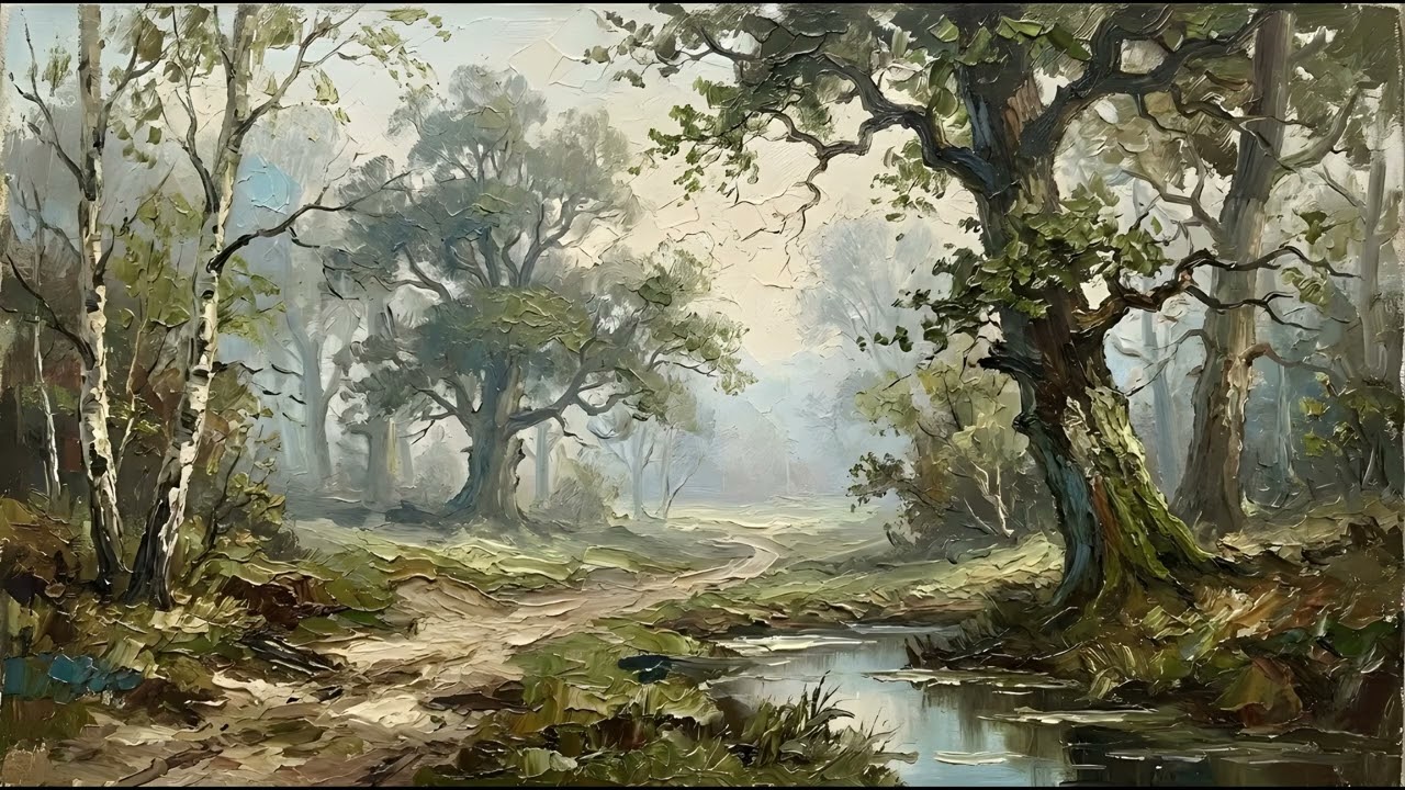 Cozy Cabin Vibe: Ethereal Foggy Woods Landscape ART TV Wallpaper 4K OLED