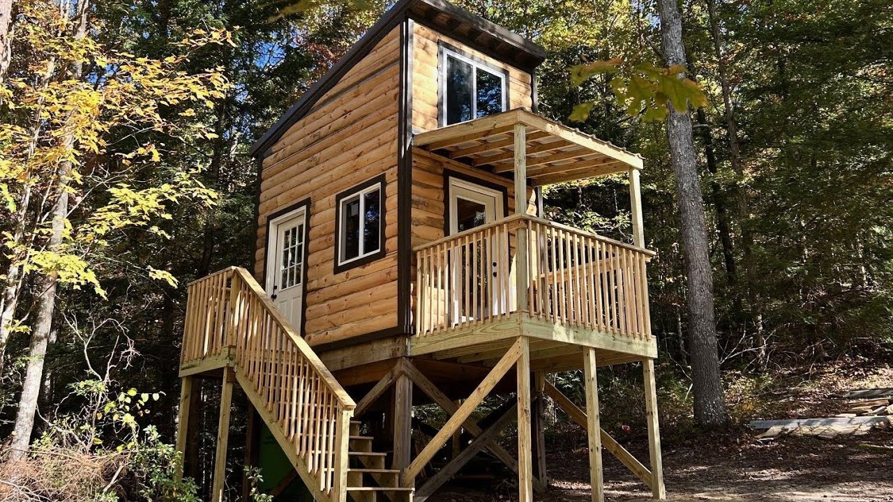 Off Grid Tiny Cabin Build EXTERIOR - Solo Start to Finish
