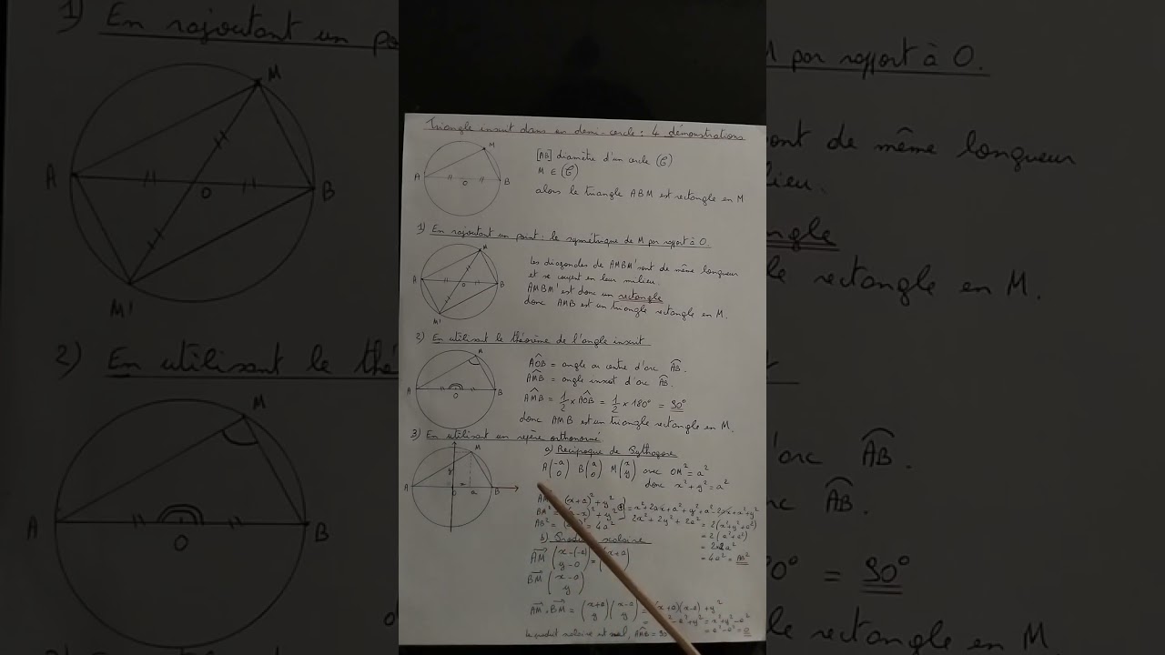Triangle inscrit dans un demi-cercle : 4 démonstrations