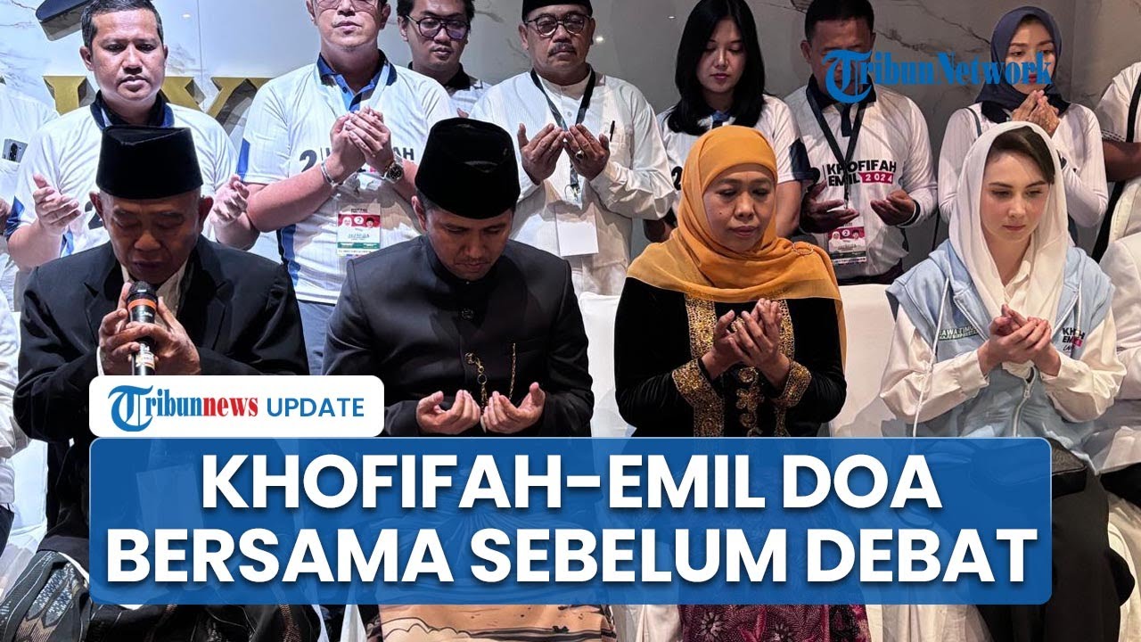 Khofifah-Emil Dardak Kompak Pakai Batik, Doa Bersama Sebelum Berangkat Debat Perdana Pilgub Jatim