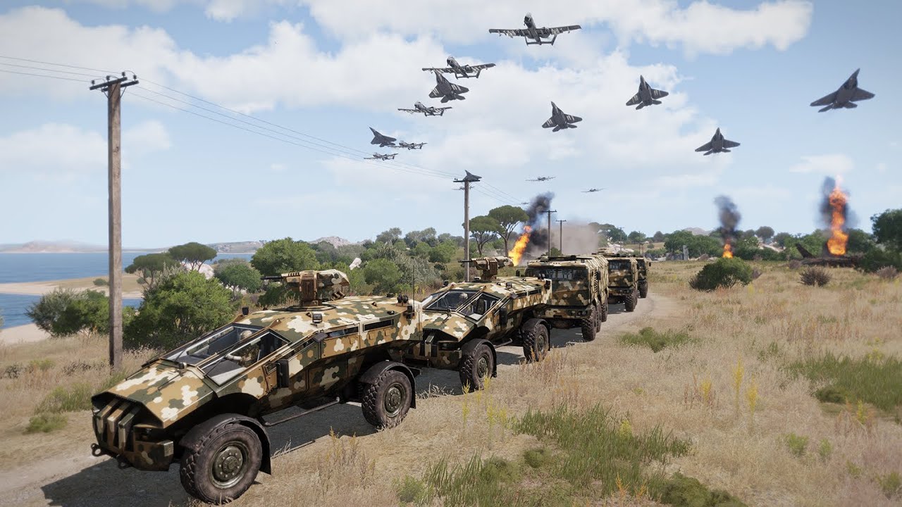 Ukraine Air Force Ambush Russian Military Trucks Convoy - Arma 3 Simulator