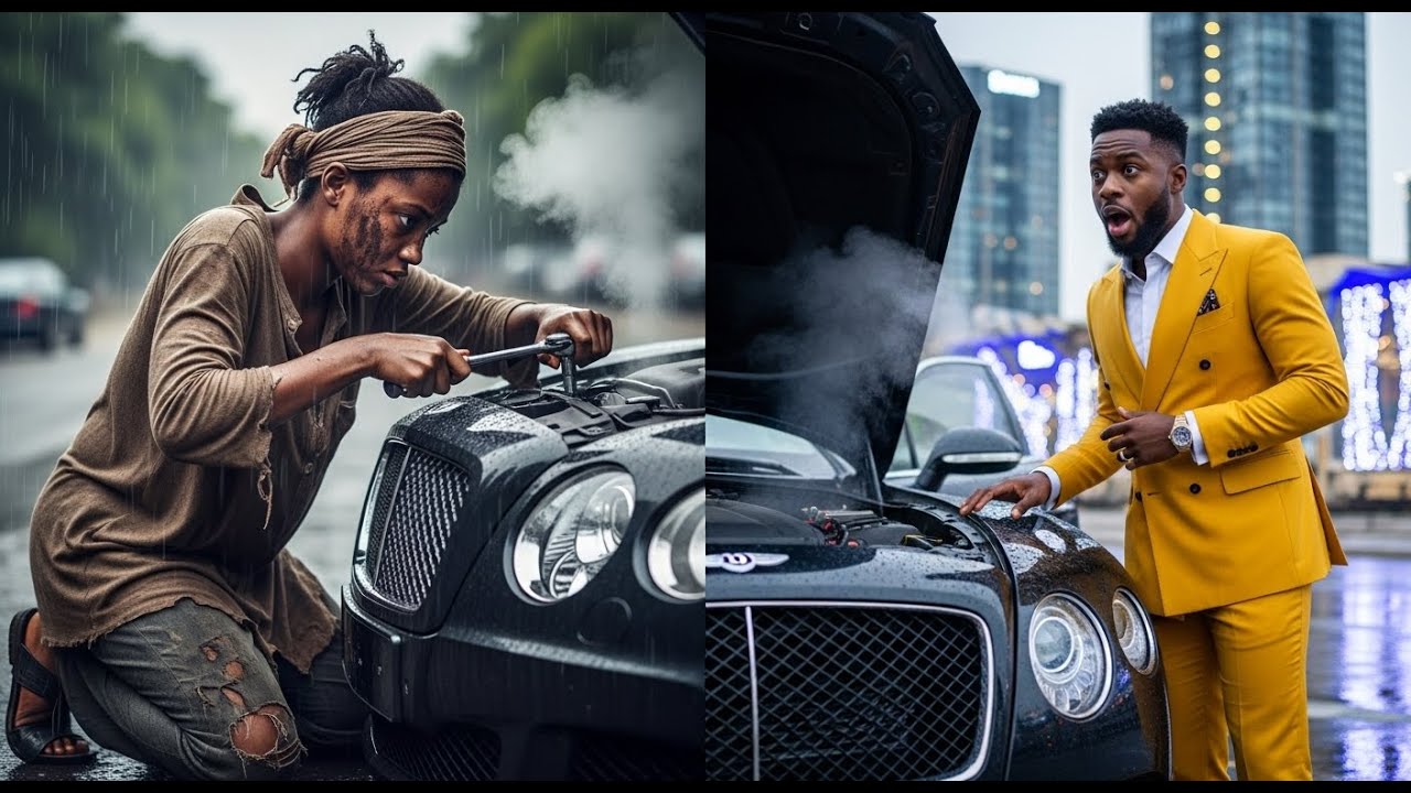 A Homeless Girl Helped A young Billionaire To Fix His Car – He Fell In Love With Her #story