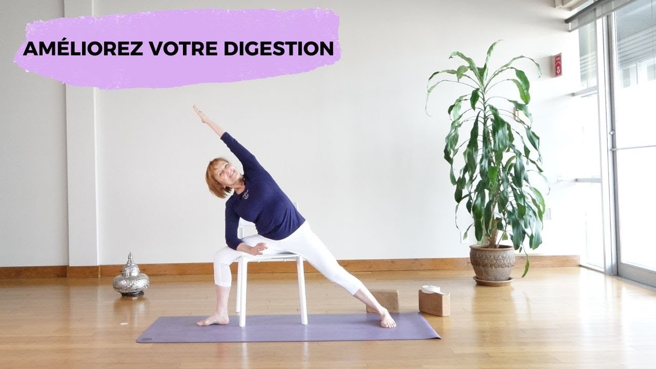 20 minutes de yoga sur chaise pour la digestion | YOGA TOUT (Français)