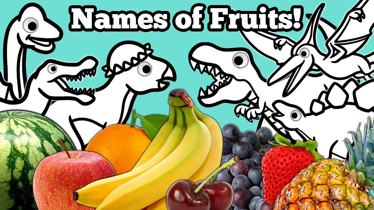 What's the Name of this Fruit? | Learn Names of Fruits with Dinosaurs| Drawing and Coloring for Kids