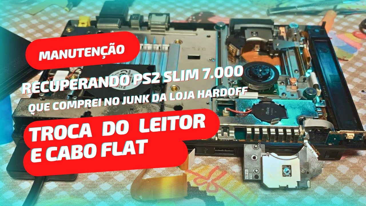 Recuperando o PS2 Slim 7.000: Nova vida com leitor e cabo Flat Novos!
