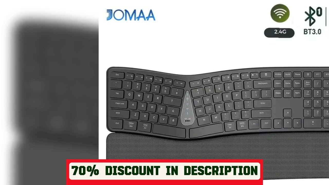A must-have product! Ergonomic 2.4G Wireless Keyboard Comfortable Natural Typing,Palm Rest,Multi-D