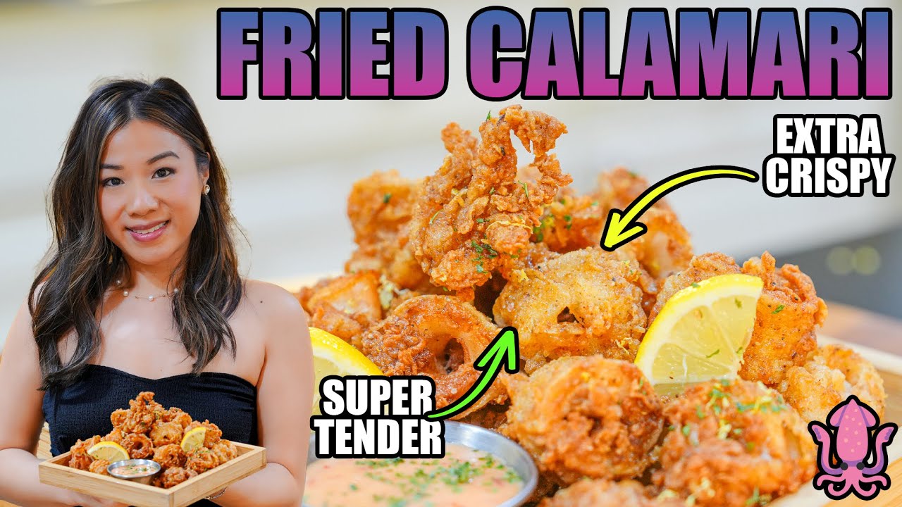 The Best CRISPY FRIED CALAMARI with Easy Dipping Sauce Recipe 🦑