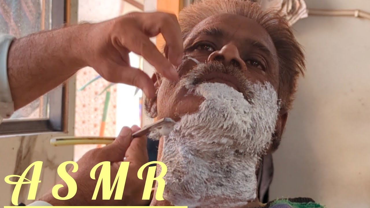 ASMR long beard shaving old men tutorial Masha Allah barber shop 