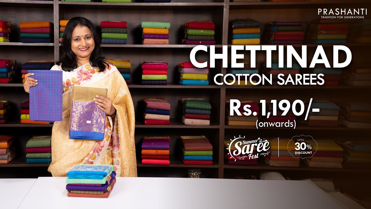 Chettinad Cotton Sarees from Rs. 1,190/- | Summer Saree Fest - Up to 30% OFF