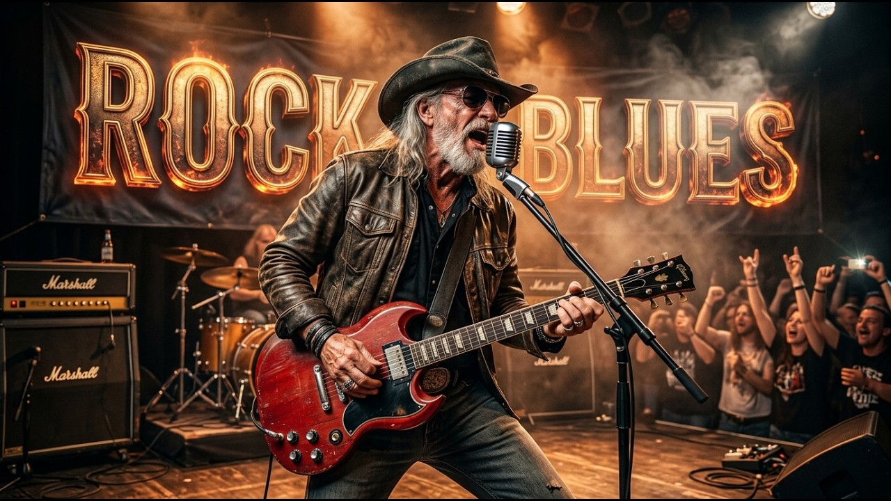 American Midnight Blues Rock – Powerful Electric Guitar & Live Stage Vibes